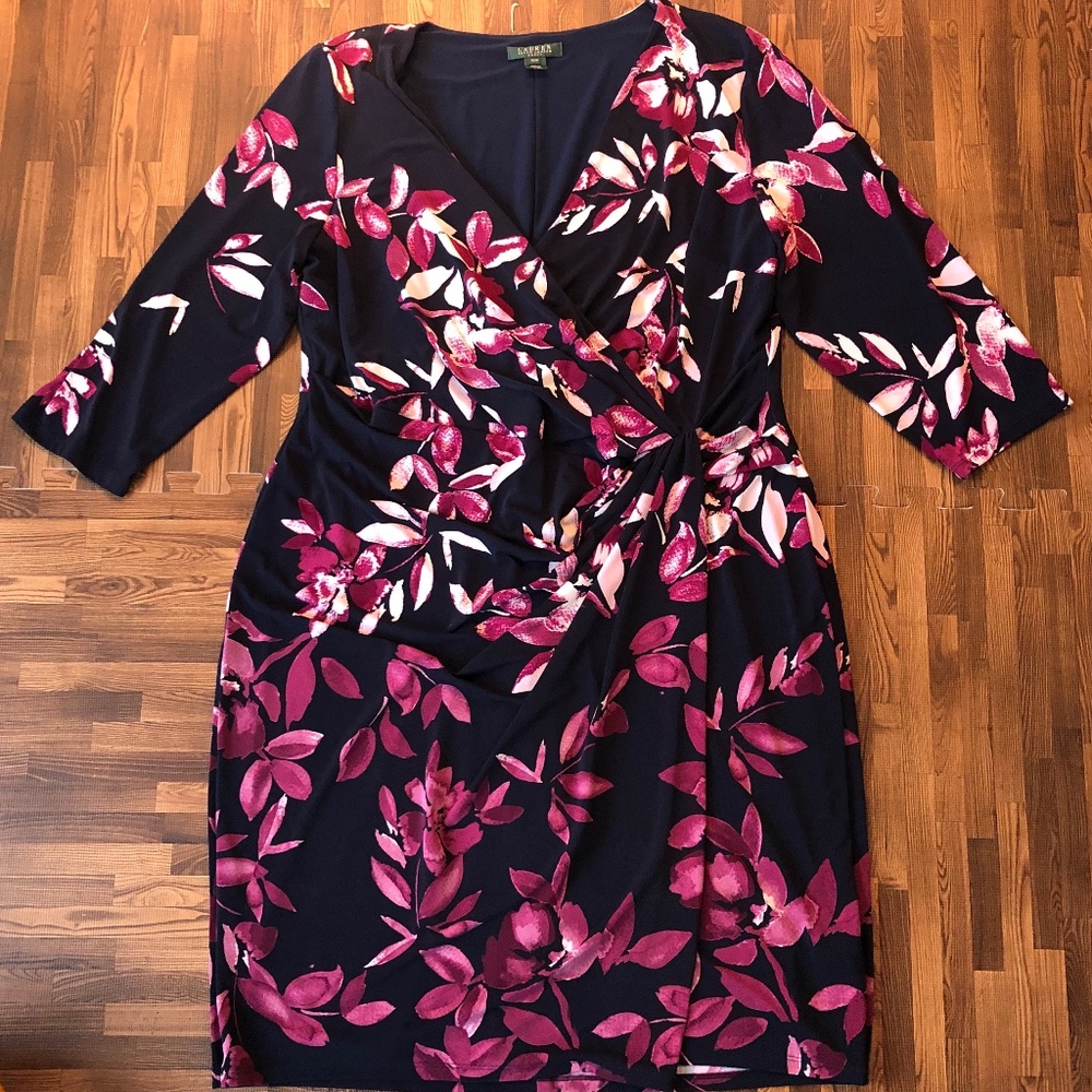 Ralph Lauren Plus Size Floral-Print Surplice Dress